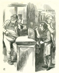 The Honest Pot Boy: Reform of Parliament - rozszerzenie serii. Disraeli zaserwował Reformę Johnowi Bullowi obserwowanemu przez jego parlamentarną opozycję. Przedstawił i niósł swoją ustawę reformatorską. Kreskówka Tenniel z Punch, Londyn autorstwa John Tenniel