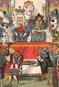 Król i królowa kier na dworze, 1889 autorstwa John Tenniel