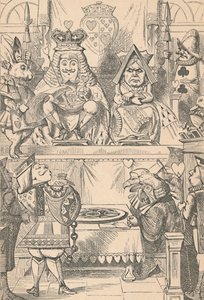 Król i królowa kier na dworze, 1889 autorstwa John Tenniel