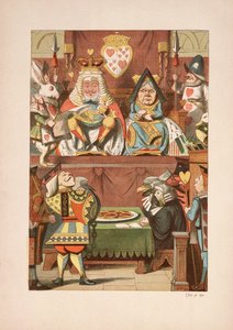 Próba Waleta Serc, z Alicji w krainie czarów i przez lustro i co Alicja tam znalazła, autorstwa Lewisa Carrolla (1832 - 98), opublikowanej w 1911 r. (kolorowa litografia) autorstwa John Tenniel