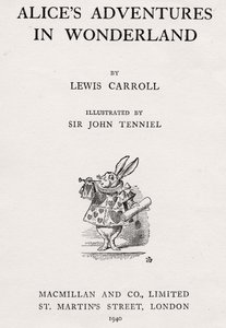 Biały Królik na stronie tytułowej „Przygody Alicji w Krainie Czarów” autorstwa John Tenniel