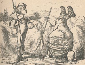 Młodzież rozmawiająca z ojcem, który staje na rękach, 1889 autorstwa John Tenniel