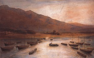 Brytyjskie wojska lądujące w Ras Al Khaimah w 1809 r., autor: J. Thirtle autorstwa John Thirtle
