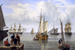Wysyłka w ujściu Tamizy, 1820 autorstwa John Thomas Serres