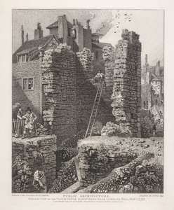 Widok wnętrza wieży strażniczej odkrytej w pobliżu Ludgate Hill, 1 maja 1792 autorstwa John Thomas Smith