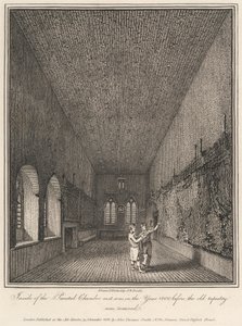 Wewnątrz Malowanej Komnaty, jak to było w roku 1800 przed usunięciem starego gobelinu autorstwa John Thomas Smith