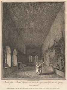 Wewnątrz Malowanej Komnaty, jak to było w roku 1800 przed usunięciem starego gobelinu autorstwa John Thomas Smith