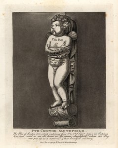 Pomnik chłopca na Pye Corner, Smithfield, z okazji pożaru Londynu w 1666 r. na pobliskiej Pudding Lane autorstwa John Thomas Smith