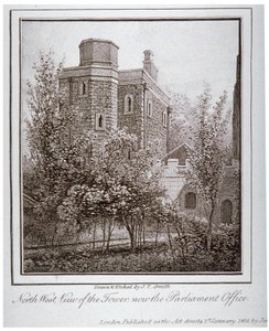 Widok północno-zachodni na Jewel Tower, Old Palace Yard, Westminster, Londyn, c1805 autorstwa John Thomas Smith