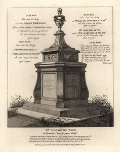 Grób artysty Williama Hogartha, cmentarz w Chiswick, Middlesex autorstwa John Thomas Smith
