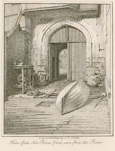 Water Gate, New Palace Yard, Pałac Westminsterski autorstwa John Thomas Smith