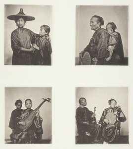 Dziewczyny na łodzi, Przewoźnik z kantonu i dziecko, Muzycy, Muzycy, 1868. autorstwa John Thomson