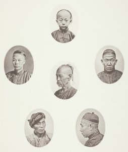 Kantoński chłopiec; Kupiec kantoński; mongolski mężczyzna głowa; Czcigodna Głowa; Robotnik; Głowa mężczyzny mongolskiego autorstwa John Thomson