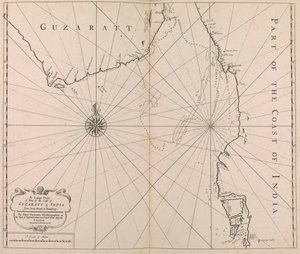 A Large Chart of Part of the Coast of GUZARATT  INDIA from Diu Head to Bombay. (druk) autorstwa John Thornton