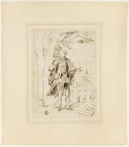 Pełnowymiarowy portret mężczyzny stojącego w pobliżu balustrady autorstwa John Vanderbank