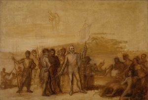 Lądowanie Kolumba, ca. 1840.