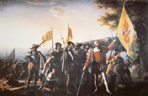 Lądowanie Kolumba w Ameryce w 1492 (olej na płótnie)