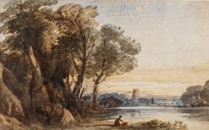 Pejzaż Capriccio, ok. 1830 (wc z gumą arabską na papierze) autorstwa John Varley