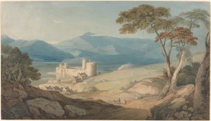 Zamek Harlech i Snowdon autorstwa John Varley