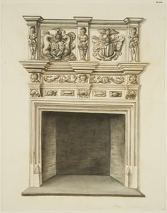 Kominek w dawnej rezydencji Sir Johna Knighta, Temple Street (ołówek i akwarela na papierze) autorstwa John W. Brett