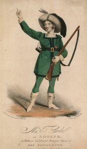 Mr T Cooke jako Adolph w słynnej operze romantycznej Der Freischutz Webera wystawionej w Theatre Royal Drury Lane autorstwa John W. Gear