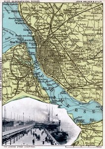 Mapa Liverpoolu, Merseyside, 1903.