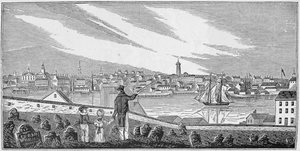 Widok południowy na Charlestown, z „Historical Collections of Massachusetts”, Johna Warnera Barbera, grawerowanego przez SE Browna, 1839