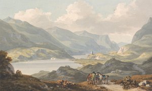 Jeziora Llanberis - od drogi z Caernarfon do Llanberis, Caernarfonshire autorstwa John Warwick Smith
