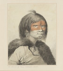 27: Kobieta dźwięku księcia Williama, z serii akwareli ilustrujących ostatnią podróż kapitana Cooka, ok. 1773-84 autorstwa John Webber
