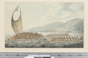 F.35 Tereoboo, król Owyhee, niosący prezenty kapitanowi Cookowi, ok. 1773-84 (akwarela)