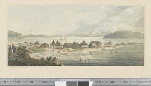 F.41 Widok miasta i portu św. Piotra i Pawła na Kamczatce, ok.1783-84 (akwarela) autorstwa John Webber