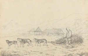 Narta, czyli sanie dla brzemion na Kamczatce autorstwa John Webber