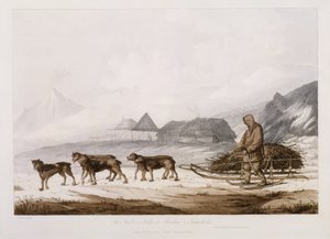 Narta, czyli sanki za ciężary na Kamczatce, z „Widoków na morzach południowych”, wyd. 1789 autorstwa John Webber