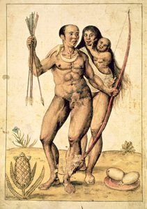 A Native American Family, c.1585-87 (akwarela na papierze)