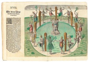 Tańczący rdzenni Indianie, 1590 autorstwa John White
