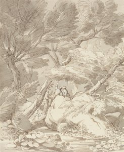 Liczby na skalistym brzegu rzeki w Canonteign, Devon autorstwa John White Abbott