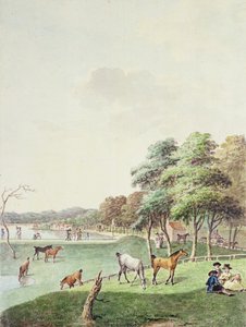 East End of the Serpentine i odległy widok na Dom Kąpielowy, 1794 autorstwa John White Abbott