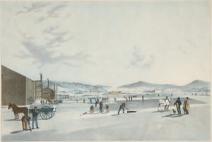 Rockland Lake - cięcie lodu. Widok z północnego wschodu, wyd. 1849