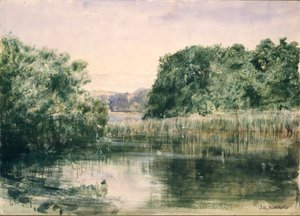 Widok na jezioro z drzewami, 1857