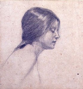 Studium do „Echa i Narcyza” (ołówek na papierze) autorstwa John William Waterhouse