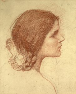 Głowa dziewczyny, ok. 1905 (czerwona kreda na papierze) autorstwa John William Waterhouse