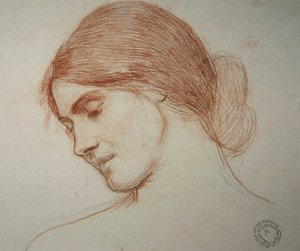Głowa młodej dziewczyny, po lewej autorstwa John William Waterhouse