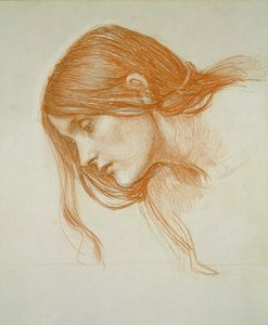 Studium głowy dziewczyny (czerwona kreda na papierze) autorstwa John William Waterhouse