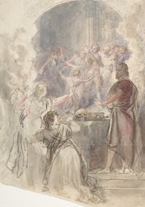 Scena z Mirror Keepsake Story mojej cioci Margaret autorstwa Sir Waltera Scotta, ca. 1828.