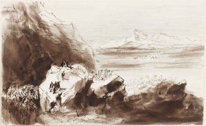 Hannibal po raz pierwszy widzi Włochy (pióro, tusz i ołówek na papierze (szarym)) autorstwa John Wilson Carmichael