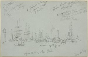 Scena portowa (ołówek na papierze (szary)) autorstwa John Wilson Carmichael