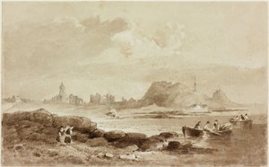 Święta Wyspa (ołówek i akwarela (sepia) na papierze) autorstwa John Wilson Carmichael