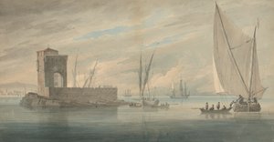 Сцена на итальянском побережье с островом Shippingpolish autorstwa John Wilson Carmichael