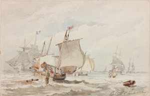 Off Hartlepool (ołówek i akwarela na papierze) autorstwa John Wilson Carmichael