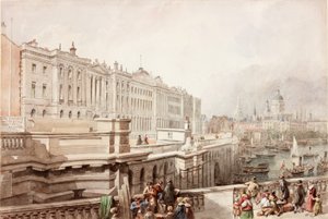 Somerset House i St Pauls z mostu Waterloo (bodycolour) autorstwa John Wilson Carmichael